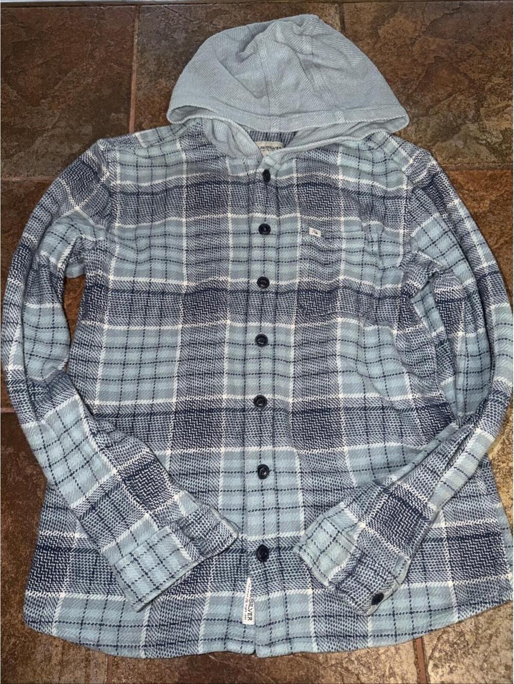 Quiksilver Boys Regular Fit Flannel button-down hooded jacket, size 14/16